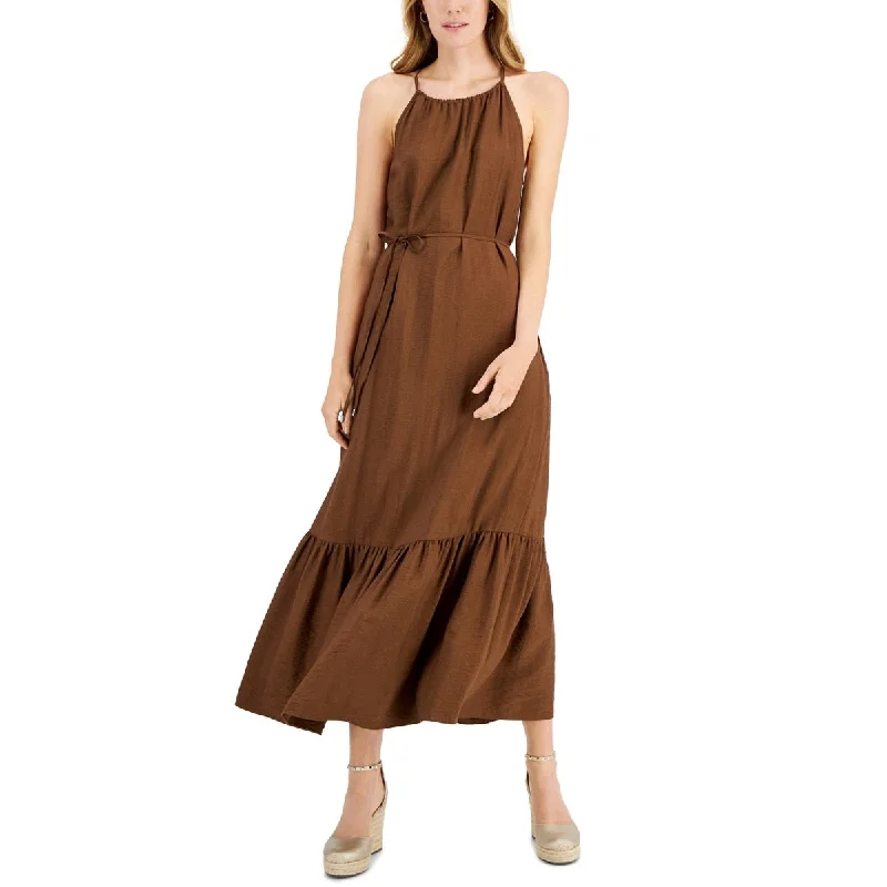 INC International Concepts Women's Halter Maxi Dress Brown Size 16