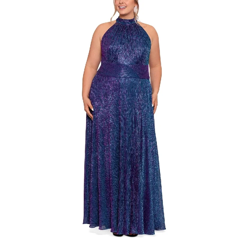 Betsy & Adam Women's Metallic Textured Gown Purple Size 14W