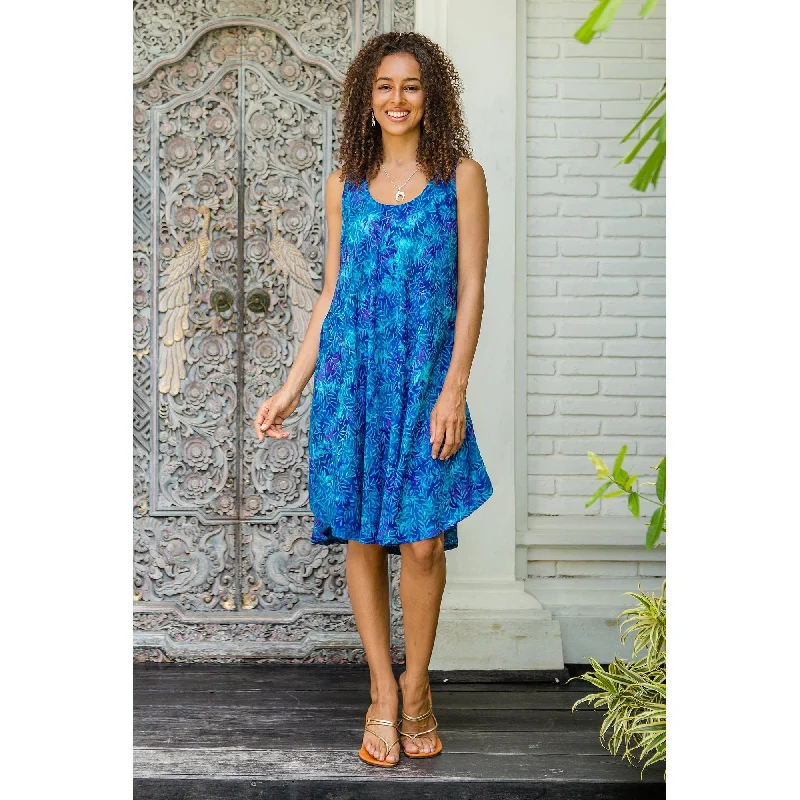 NOVICA Leafy Grove Batik rayon dress