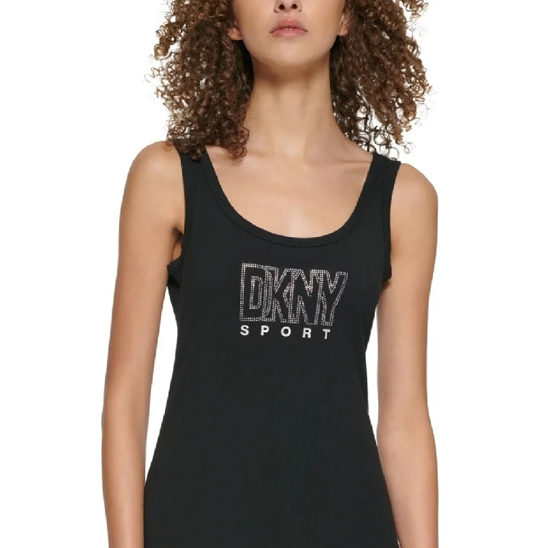 Dkny Women's Rhinestone Logo Tank Dress Black Size X-Small