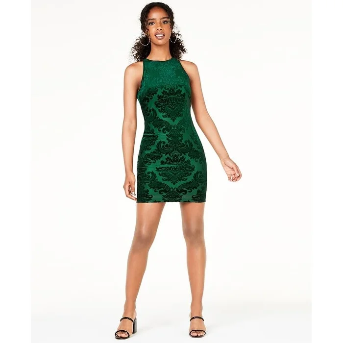 B Darlin Juniors' Burnout Tank Dress Green