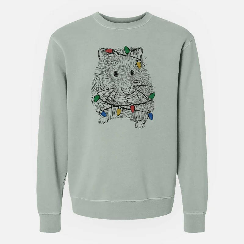 Christmas Lights Twitch the Hamster - Unisex Pigment Dyed Crew Sweatshirt