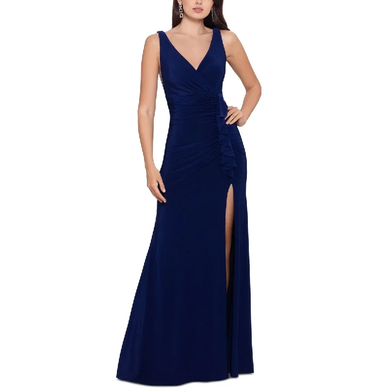 Betsy & Adam Women's Ruched Gown Blue Size 10