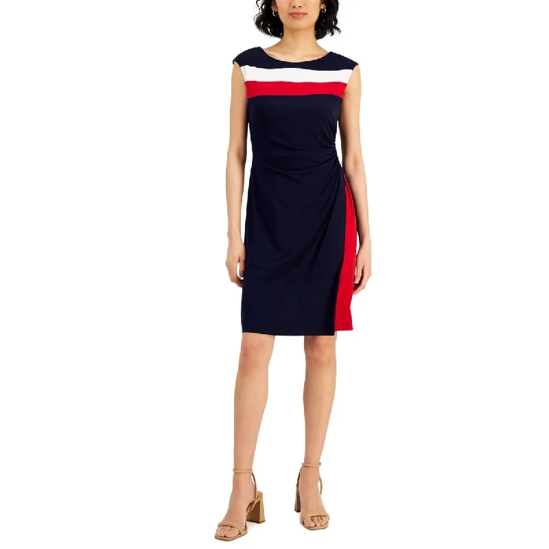 Connected Women's Colorblocked Sheath Dress Red Size 12