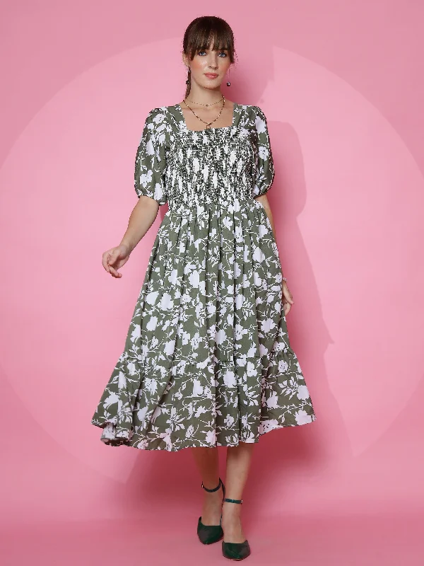 Women Floral Elegance Fit and Flare Maxi Dress