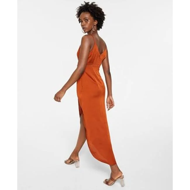 Bar Iii Women's Twist Front A Line Dress Orange Size Large