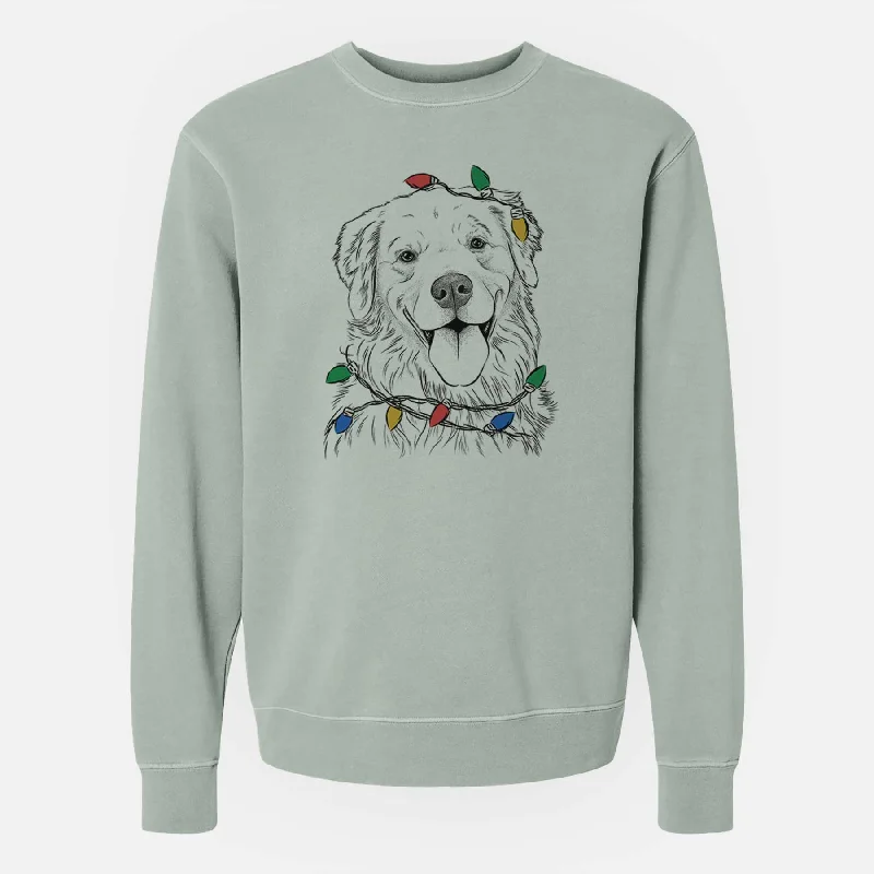 Christmas Lights Ticket the Golden Retriever - Unisex Pigment Dyed Crew Sweatshirt