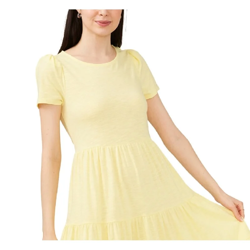 Riley & Rae Women's Lacey Tiered Puff Sleeve Dress Yellow Size X-Small