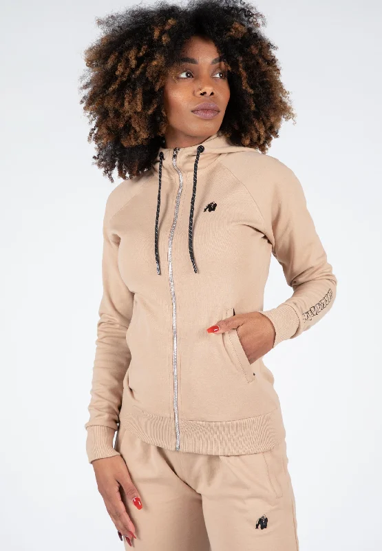 Marion Zipped Hoodie - Beige