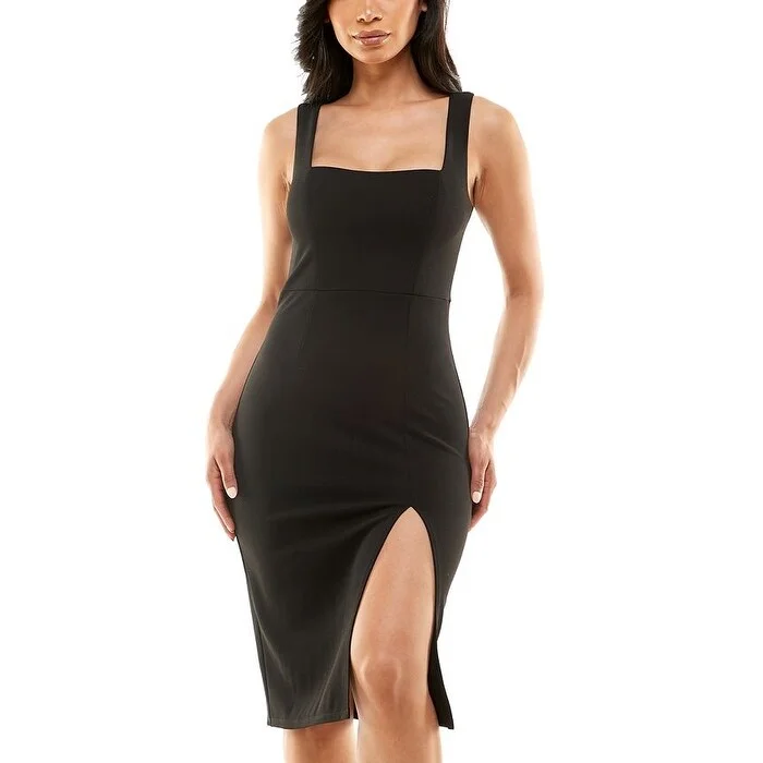 Speechless Junior's Square Neck Bodycon Dress Black Size Medium