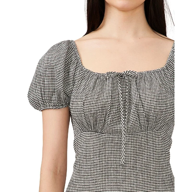 Riley & Rae Women's Square Neck Check Print Dress Gray Size Medium