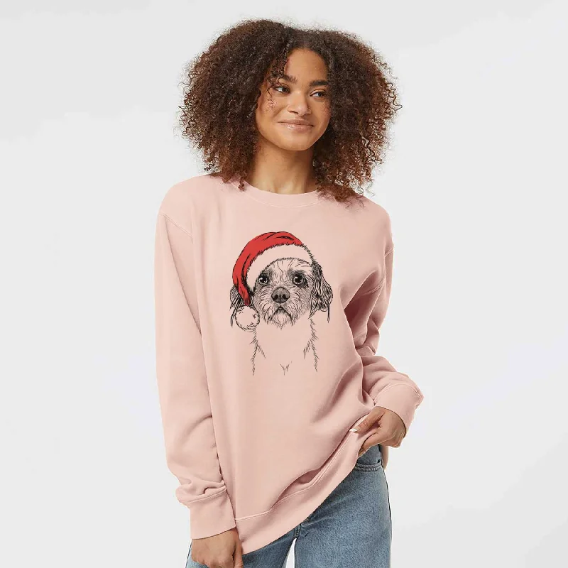 Santa Tiny Tucker the Mixed Breed - Unisex Pigment Dyed Crew Sweatshirt