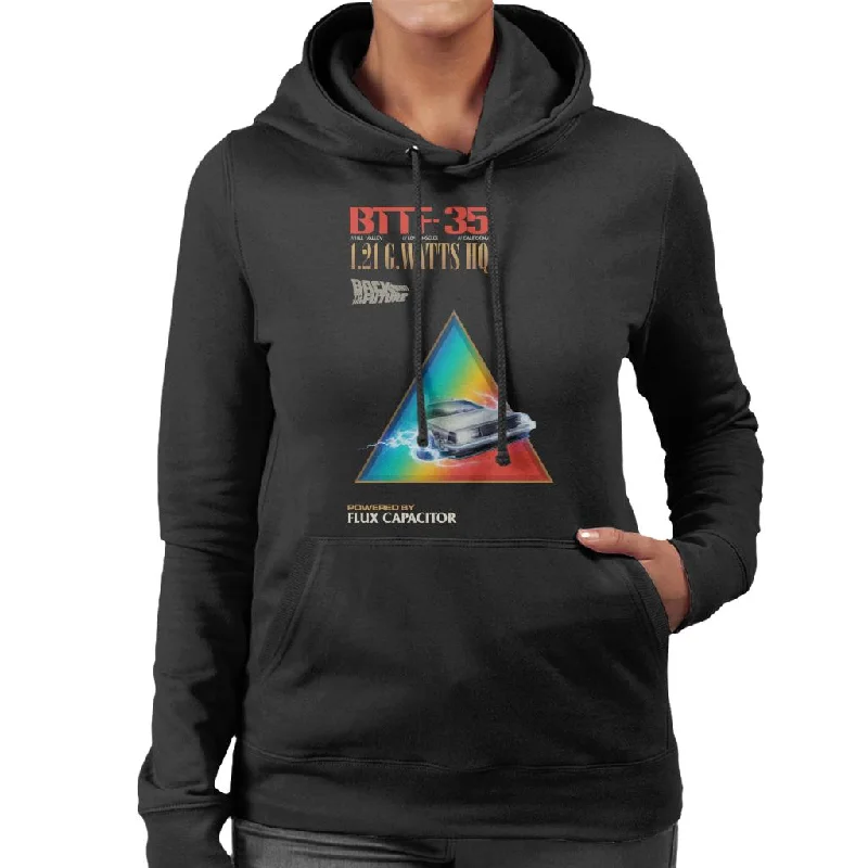 Back to the Future Delorean 1 21 G Watts Hq Colour Fade Women's Hooded Sweatshirt