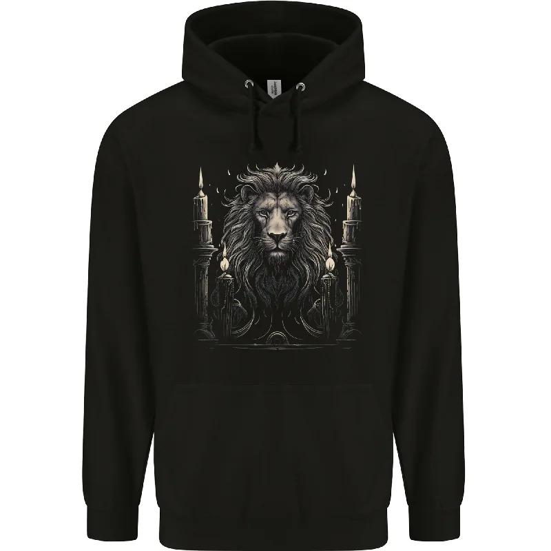 A Lion With Candles Mens 80% Cotton Hoodie