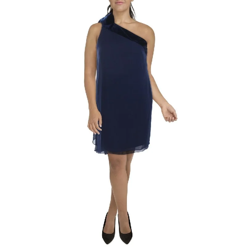 Ralph Lauren Women's One Shoulder Mini Cocktail And Party Dress Blue