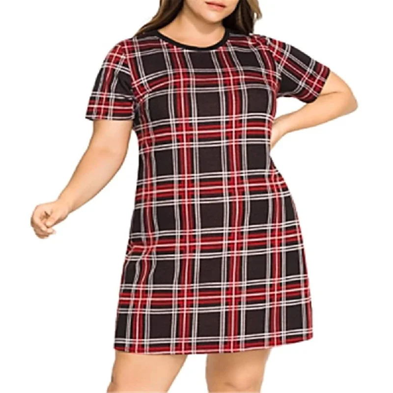 City Chic Women's Trendy artan Love Plaid Dress Red Size 18W