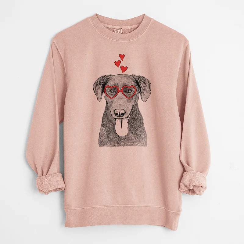 Valentine Tobes the Chocolate Lab - Unisex Pigment Dyed Crew Sweatshirt