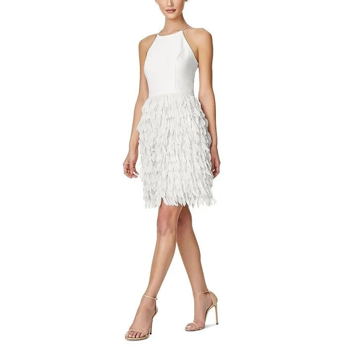 Aidan By Aidan Mattox Women's Feather Trim Sheath Dress White Size 0