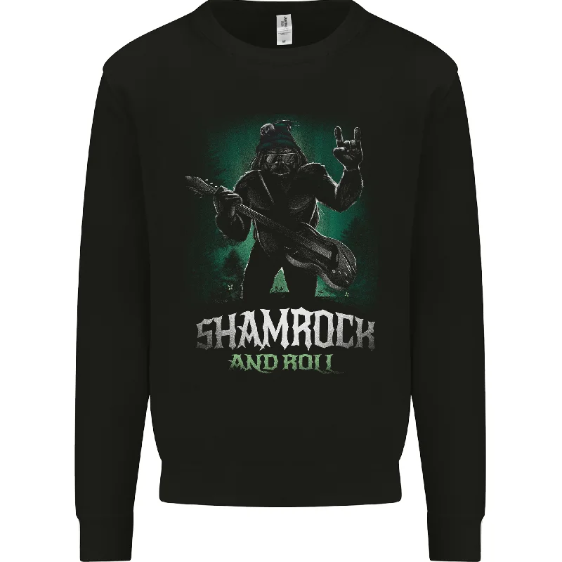 Bigfoot Shamrock n Roll Funny St Patricks Day Mens Sweatshirt Jumper