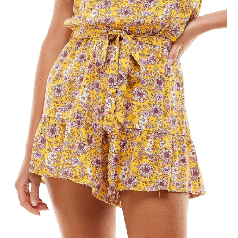 Bebop Junior's Floral Ruffled Leg Romper Yellow Size Small