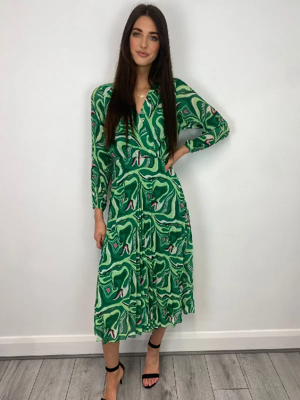 Patricia Midi Dress (Green Geo)