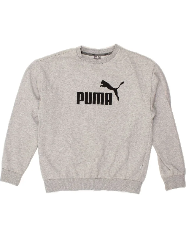 PUMA Womens Graphic Sweatshirt Jumper UK 14 Medium Grey Cotton