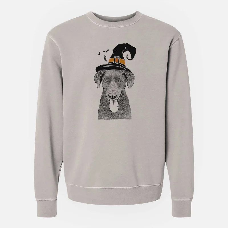 Witch Tobes the Chocolate Lab - Unisex Pigment Dyed Crew Sweatshirt