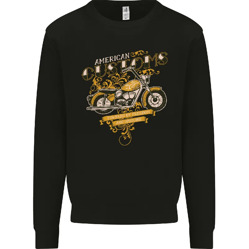 Biker American Customs Motorcycle Chopper Mens Sweatshirt Jumper