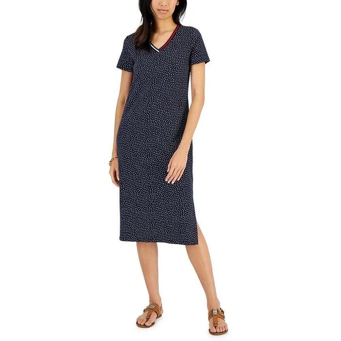 Tommy Hilfiger Women's Polka Dot Midi Dress Blue Size X-Small