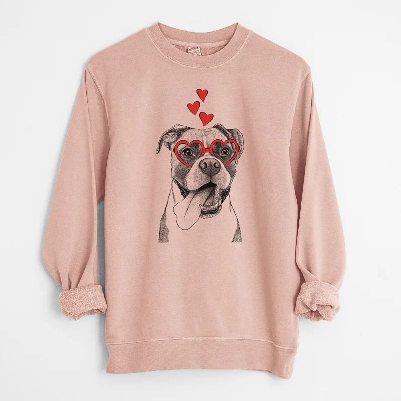 Valentine Tuckeroo the Boxer - Unisex Pigment Dyed Crew Sweatshirt