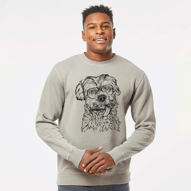 Aviator Tiny Titan the Shih Tzu - Unisex Pigment Dyed Crew Sweatshirt