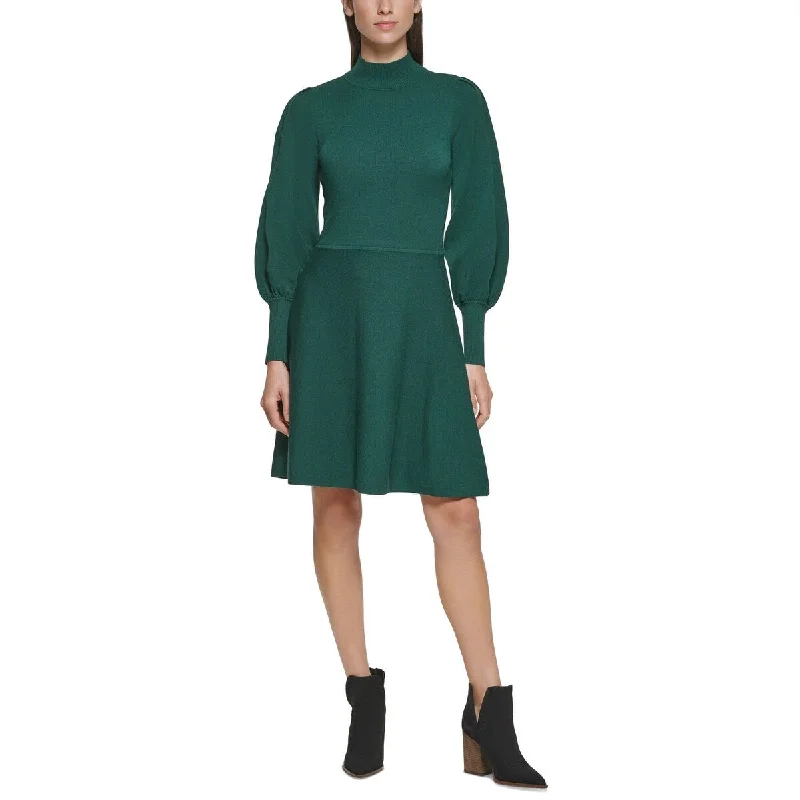 Vince Camuto Women's Mock Neck Puff Sleeve Dress Green Size X-Large